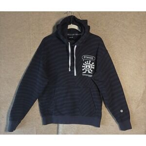 Stance Hoodie Sweatshirt Mens Sz S Black Gray Tiger Stripe Pocket Logo‎